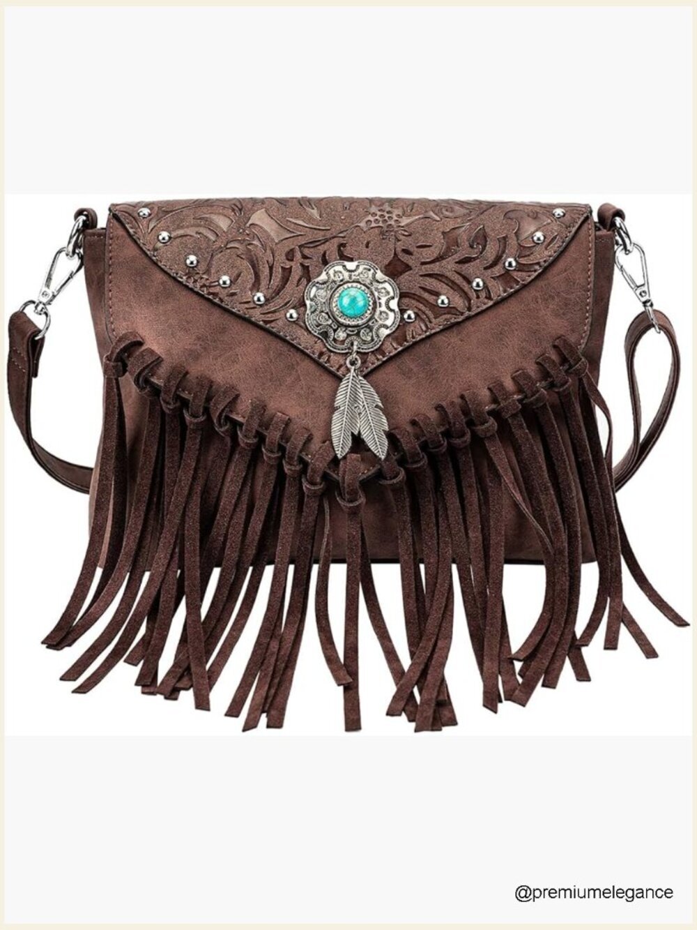 Small Crossbody Bag Fringe Purse Tassel Shoulder Bag Turquoise Concho Wallet
